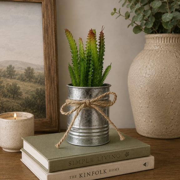 Northlight 7" Ombre Cactus Artificial Potted Plant - Green/Silver