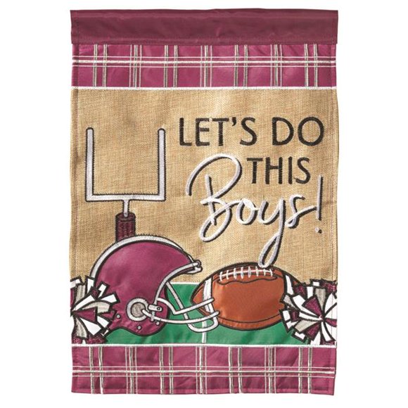 Magnolia Gardens M010086 13 x 18 in. Double Applique Football In Ms Maroon & Grey Polyester Garden Flag