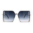 thumbnail image 2 of Leaf Rhinestone Rimless Rectangle Square Butterfly Sunglasses Gold Smoke, 2 of 4