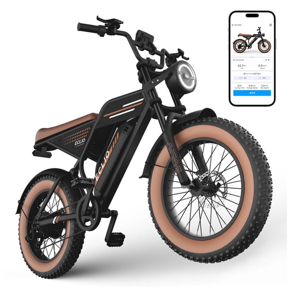 Electric Bike for Adults,20MPH, 48V 13Ah Battery 40-65Miles Ebike Moped Style, 20*4.0'' Fat Tire Electric Dirt Bike, Off Road Electric Bicycle with Full Suspension and 7-Speed