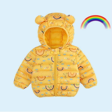

Tagold Boys and Girls Winter Coats Outerwear Jackets Toddler Baby Boys Girls Autumn Winter Light Down Padded Jacket Hooded Zipper Jacket Coat Gifts for Kids on Clearance Yellow 3-4 Years