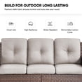 thumbnail image 6 of PARKWELL Outdoor Patio Wicker Furniture Set - 5 Piece Sectional Sofa Set with 3-Seat Sofa,2 Chairs and 2 Ottomans,Brown Wicker and Beige Cushion, 6 of 8