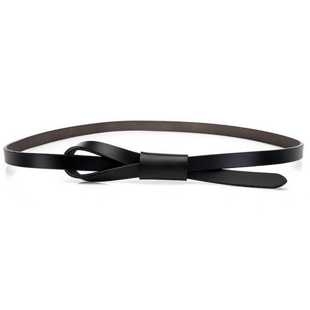 Women's Leather Skinny Belt, No Metal Parts, Adjustable Length (Sytle ...