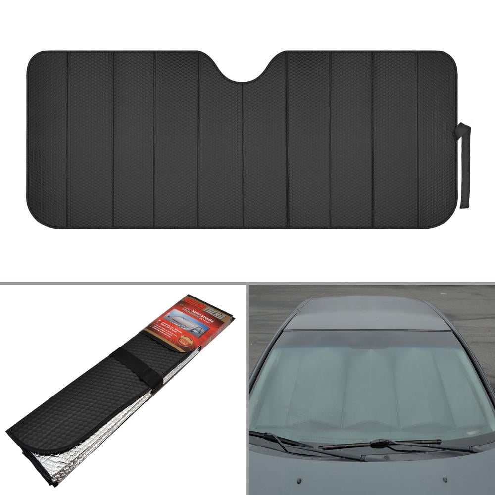 Car Accessory Gift Set, Includes Motor Trend Auto Sunshade, Two-Tone Carpet Floor Mats & Steering Wheel Cover, Holiday Combo Pack for Autos Truck Van SUV