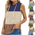 thumbnail image 4 of Lovskoo 2024 Women's Summer Sleeveless Hooded Tank Top Drawstring Color Block Breathable T-Shirt for Athletic Exercise Pink L, 4 of 4