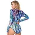 thumbnail image 3 of renvena Women's Long Sleeve Rash Guard Mermaid Print Zipper Surfing Suit Swimsuit Wetsuit Bodysuit, 3 of 7