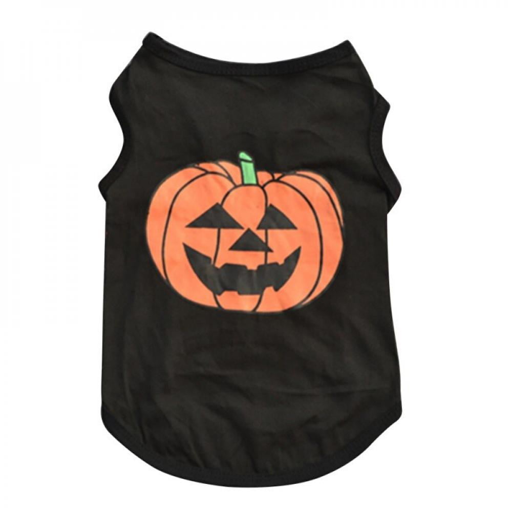 Dog Pet Clothes Evil Face Pumpkin Costume Halloween Dog Vest T-Shirts  Fine