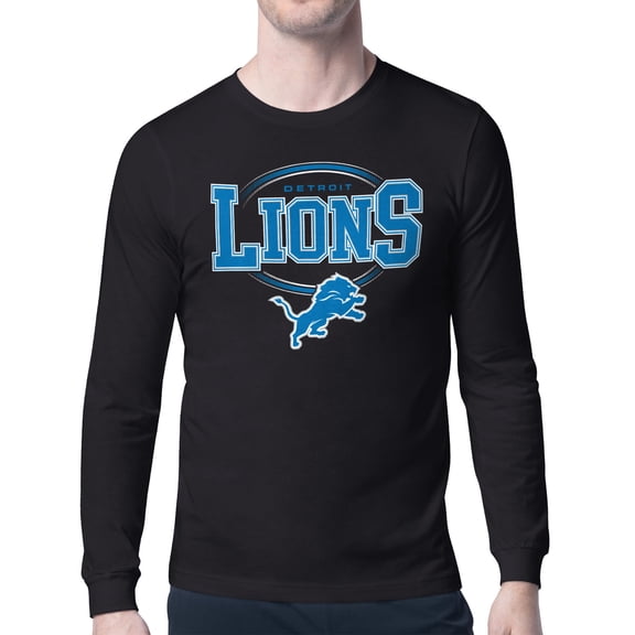 Men's Starter Black Detroit Lions Team Track Graphic Long Sleeve T-Shirt