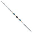 thumbnail image 3 of 925 Silver and 10K Yellow Gold Green Mystic Topaz and London Blue Topaz and White Lab Grown Diamond Bracelet for Women (2.26 Cttw, Gemstone November Birthstone, Oval, Wheat Chain, 6.5 inches), 3 of 5