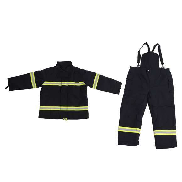 Flame Retardant Safety Suit, 4 Layer Thermal Insulation Jacket and Pants with High Visibility Reflective Strip, Flame Retardant, Reinforced Stitching, Strong Toughness