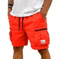 thumbnail image 2 of IAJDKMEK Men's Cargo Shorts with Pockets - Elastic Waist Hiking Shorts, Running Shorts, and Classic Work Shorts for Daily Wear,Saffron 2XL, 2 of 8