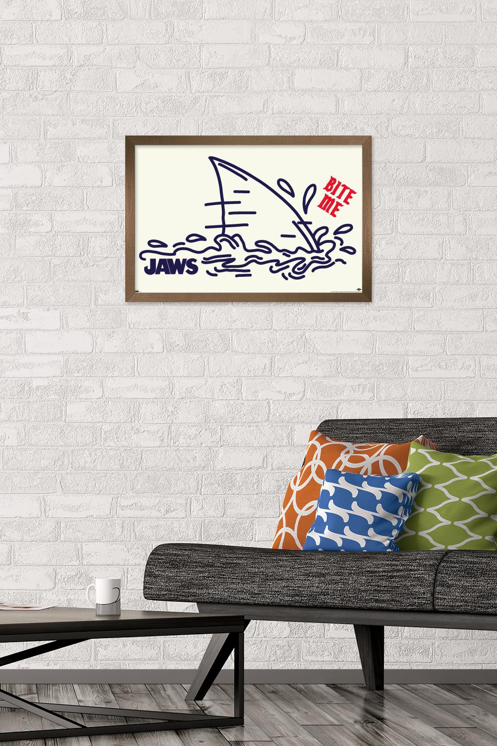 Jaws - Bite Me Wall Poster, 14.725" x 22.375", Framed