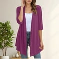 thumbnail image 2 of Gyexs Womens Lightweight Open Front Cardigan Casual Loose Knit 3/4 Sleeves Fall Outwear Fashion (Purple, Size S), 2 of 7