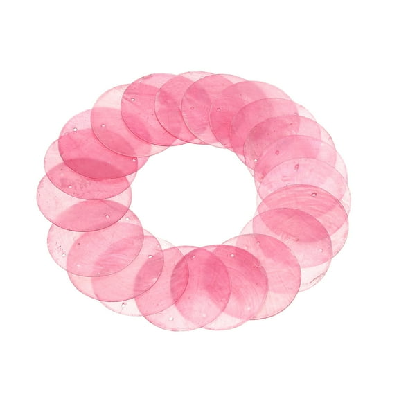 20Pcs Natural Round Capiz Shell Beads with 2 Holes - 5cm Diameter Shells for DIY Crafts, Home Decor(Pink)