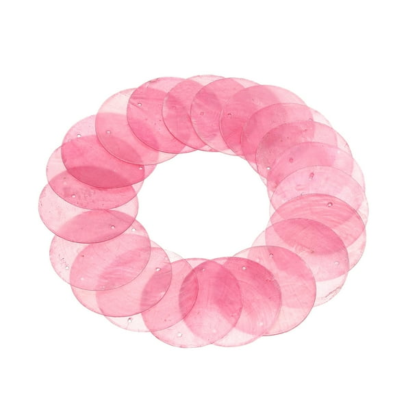 20Pcs Perlas de Concha de Capiz Redondas Naturales con 2 Agujeros - Conchas de 5cm de Diámetro para Manualidades, Decoración del Hogar (Rosa)