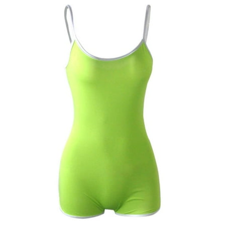 

Women Plus Size Summer Sleeveless Bodycon Jumpsuit One Piece Sexy Spaghetti Strap Shorts Rompers Neon Solid Color Sling Sportwear S-3XL