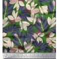 thumbnail image 1 of Soimoi Green Silk Fabric Laurel Leaves Print Fabric by Yard 42 Inch Wide, 1 of 3