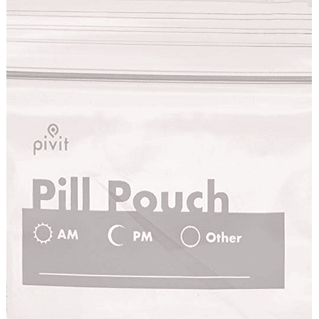 Pivit Clear Resealable Travel Pill Organizer Pouches Medicine Bags with White Write-on Label | 100 Pack | 3