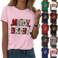 thumbnail image 5 of zaveiop Christmas Shirt for Women Merry and Bright Xmas Holiday T-Shirt Christmas Tree Gnome Snowflake Tops (Pink, M), 5 of 8