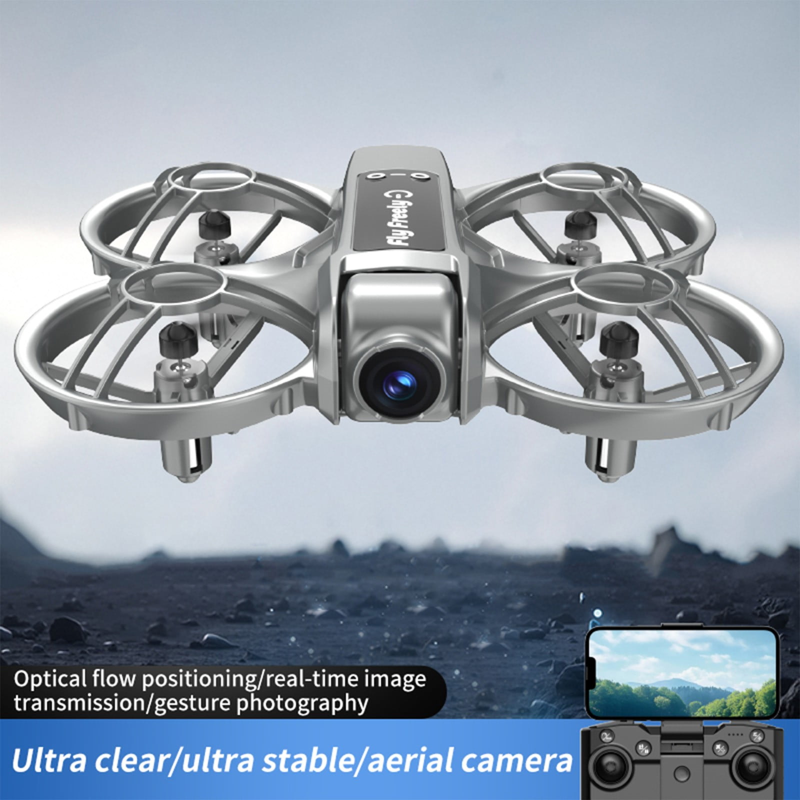 Leodye 1PCS Dual-camera RC Drone Toy Altitude Hold Headless Mode Speed Adjustment Design Boys Holiday Gift Accessory -5.51x4.52x1.96in