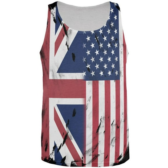 British UK American USA Flag All Over Mens Tank Top Multi MD
