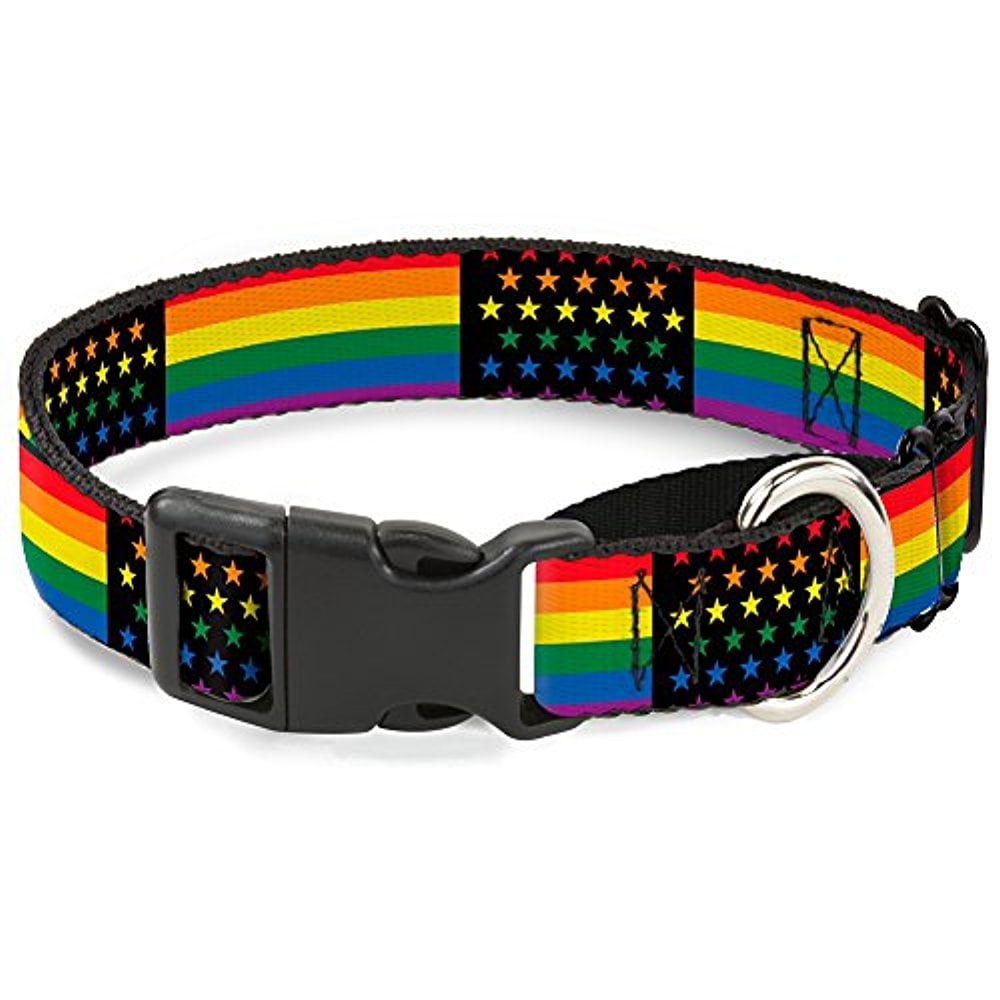 buckle-down flag american pride rainbowith black martingale dog collar