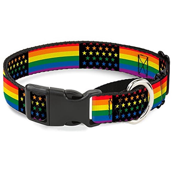 buckle-down flag american pride rainbowith black martingale dog collar
