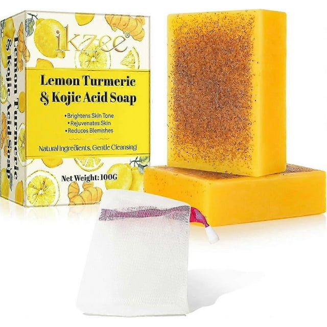 Kojic Acid Soap, Turmeric Soap Bar, Lemon Turmeric Kojic Acid Soap Bar For Dark Spot, For All Skin Types Men Women Face Body