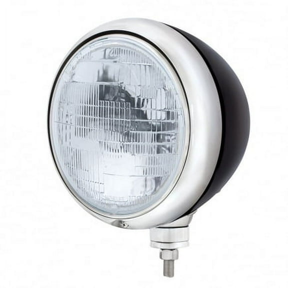 United Pacific Black Guide Style Hot Rod Headlight w/ No Turn Signal - Sealed Beam Bulb Headlight 32692