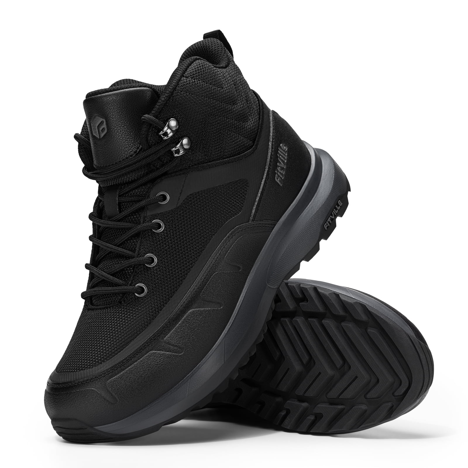 FitVille Men's Wide Boots Water-Resistant Outdoor Hiking Boots Slip-Resistant Breathable Shoes for Men with Arch Support