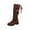 Brown, variant on SKIYLEVZ Knee-High Boots for Women Everyday Style Waterproof Winter Booties Pair with Dresses and Skirts​​ Figure-Flattering Fashion Statement Faux Leather Boots