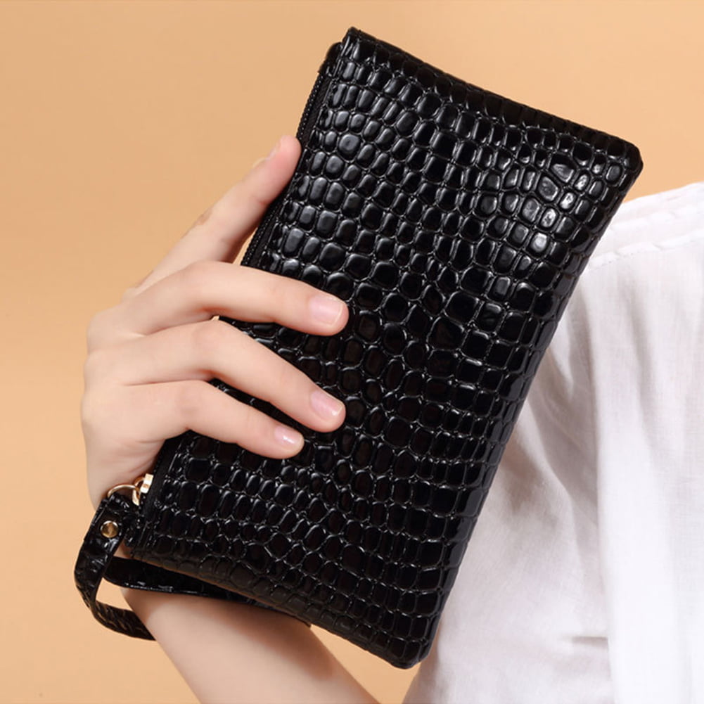 Women Man Crocodile Pattern Long Wallet Clutch Cellphone Credit Card Bag G 