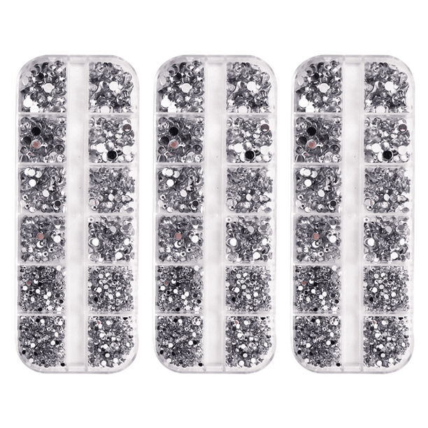Arte de uñas de cristal con base plana mixta y diamantes de imitación