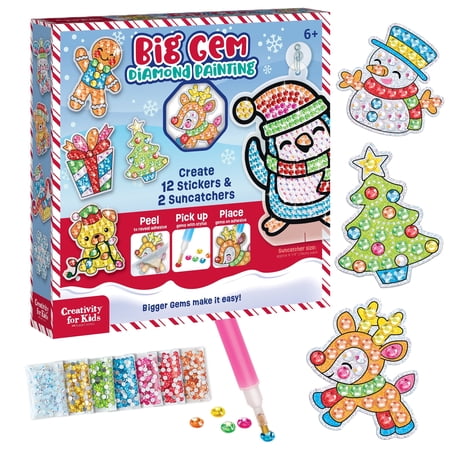Creativity for Kids Big Gem Diamond Painting Kit: Holiday - Christmas Crafts and Activities for Kids (Ages 6+)