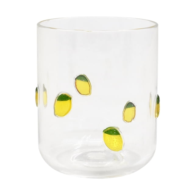 Mainstays Lemon Icon Plastic Lowball Drinking Glass, Lightweight & Reusable, 1 Piece