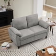 thumbnail image 3 of Pingliang Home 56.9" Loveseat with Storage Pockets, 2 Seat Couch Sofa with Removable Cushion and Armrest Pillows, Modern Linen Double-seater Sofa Couch for Living Room Bedroom Apartment Office Studio, 3 of 6