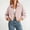 Pink, variant on Collar Lapel Jacket for Women Dot Print Zip Up Long Lantern Sleeve Cropped Coat Casual Lightweight Vintage Style Outerwear for Spring Fall Daily