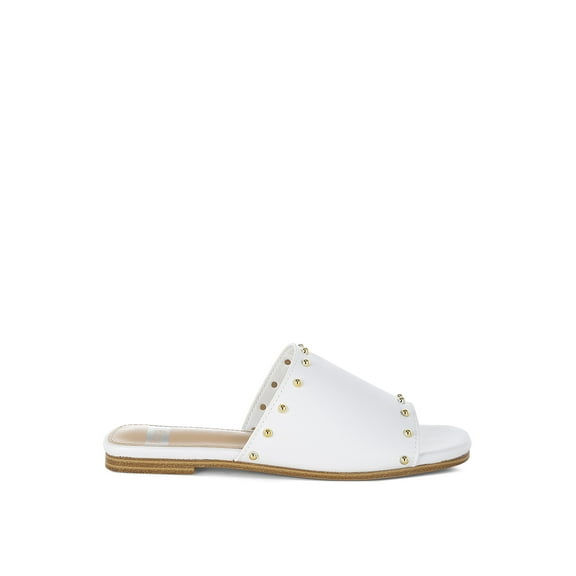 Renaldi Genuine Leather Studded Slip-On Flats