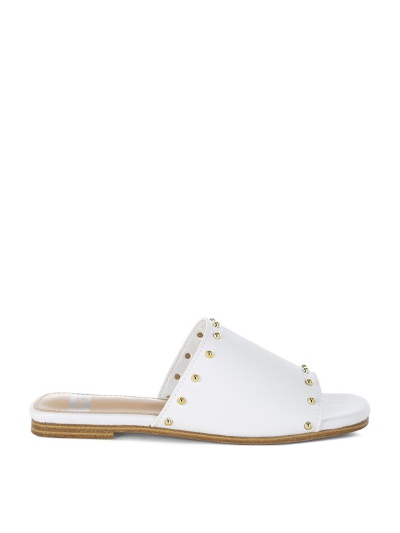 Renaldi Genuine Leather Studded Slip-On Flats