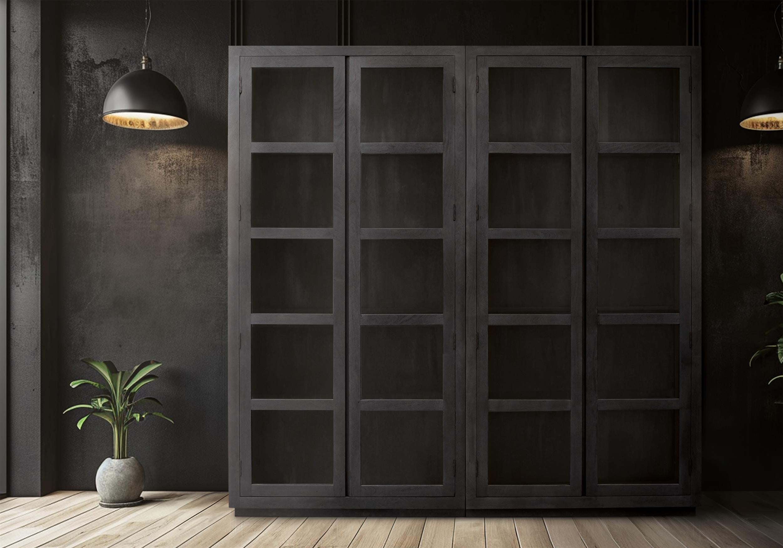Argyle Bookcase in Modern Graphite Black Finish on Reclaimed Solid Wood