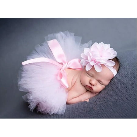 0-24M Newborn Toddler Infant Baby Girl Tutu Clothes Skirt Headdress Flower Photography Prop 2PCS Outfit