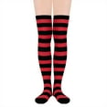 thumbnail image 2 of Zando Black Thigh High Socks for Women Extra Long Knee High Socks Crazy Striped Tights for Halloween Costumes Cosplay Black and Red, 2 of 6