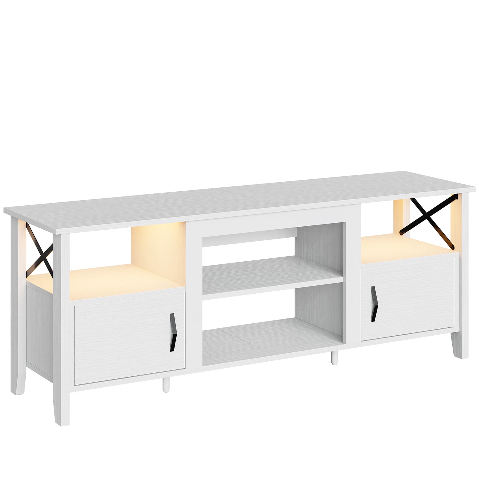Bestier LED TV Stand for 65 inch TV Entertainment Center for TVs with Storage Cabinet in White