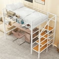 thumbnail image 3 of Roomfitters Twin Size Metal Loft Bed with Upper Grid Storage Shelf, Lateral Storage Ladder, and Stylish Design, White, 3 of 4