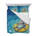 thumbnail image 7 of Quilts Twin Size Bedding Set, Summer Koala Lightweight Quilted Comforter, Blue Ocean Oil Painting Swimming Ring Soft Reversible Bedspread Coverlet with Pillow Covers for All Season, 68" x 86", 7 of 7
