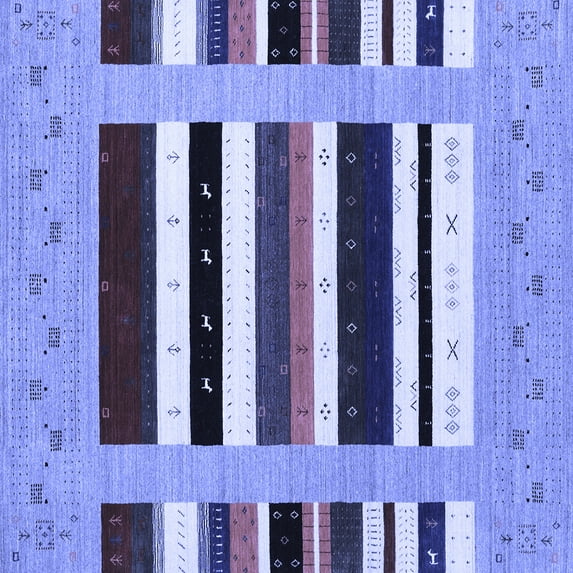 Ahgly Company Machine Washable Indoor Square Abstract Blue Contemporary Area Rugs, 3' Square