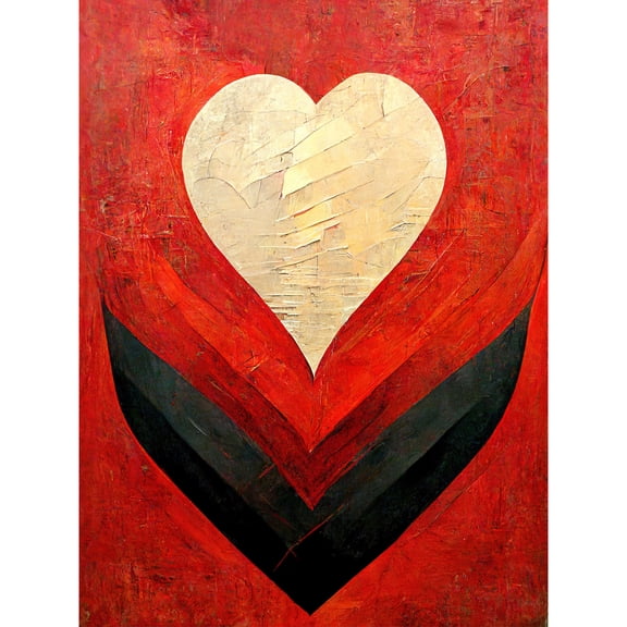 Modern Palette Knife Oil Paint Heart Red Abstract Unframed Wall Art Print Poster Home Decor