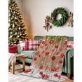 thumbnail image 2 of Red Christmas Balls Flannel Blanket for Bed,Travel and Camping, Berry Candy Socks Vintage Wood Grain Super Soft Cozy Blanket for All Seasons 60" x 80", 2 of 6