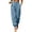 Blue, variant on Women Double Button High Waist Pleated Harem Jogger Pants Elastic Ankle Cuffed Loose Tapered Casual Business Pants Soft Woven Fashion Jogging Trousers White S
