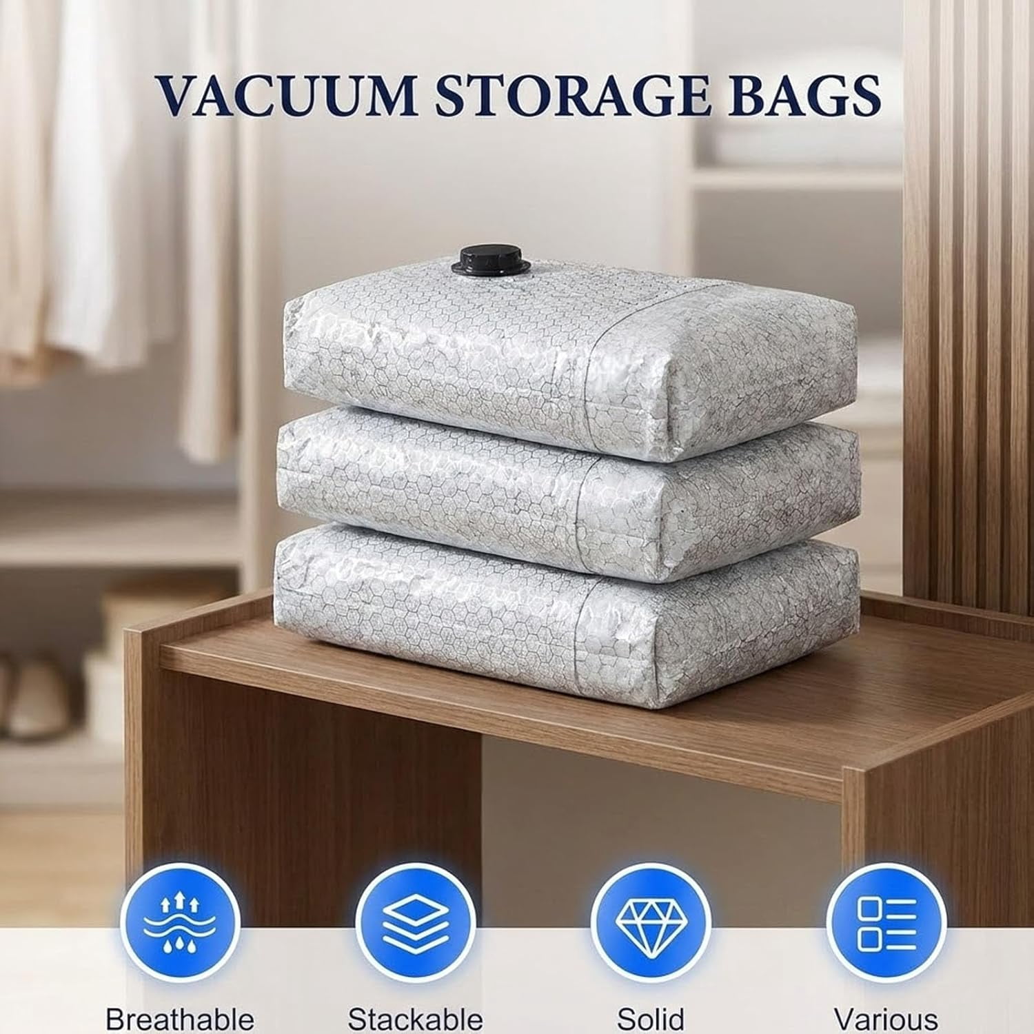 Cordless Travel Vacuum Storage Compression Bag Set, 15-Pack in 3 Sizes with USB Rechargeable Handheld Pump, Reusable Waterproof Space Saver Bags